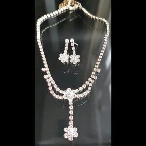 NEW Crystal necklace earring set prom bridesmaid flower girl